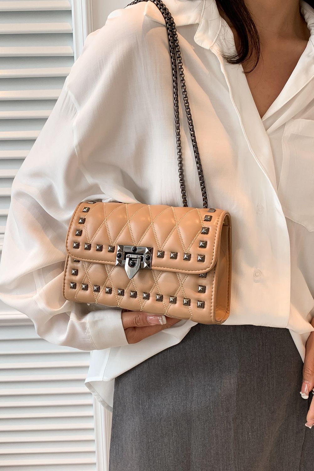 Studded PU Leather Crossbody Bag Trendsi