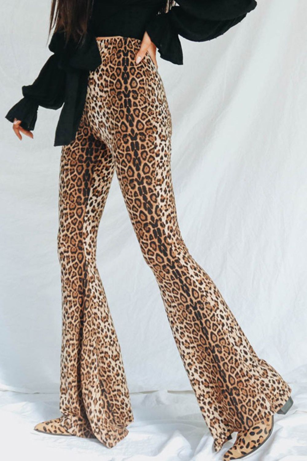 Leopard Print Flare Leg Pants Lucky Girl Clothing Company