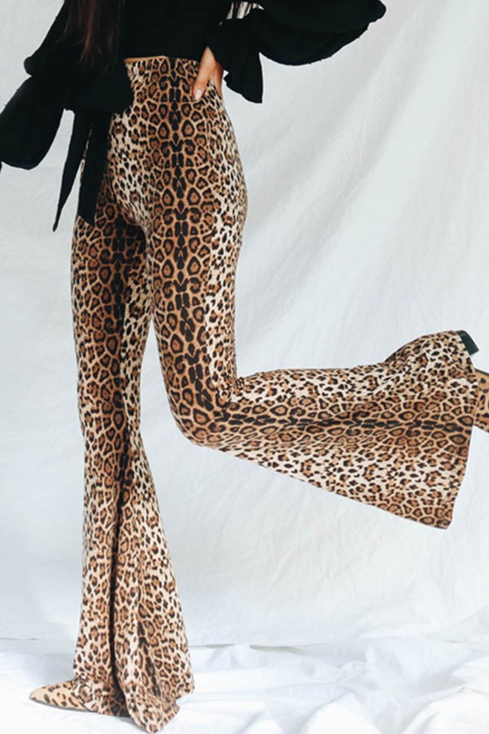 Leopard Print Flare Leg Pants Lucky Girl Clothing Company