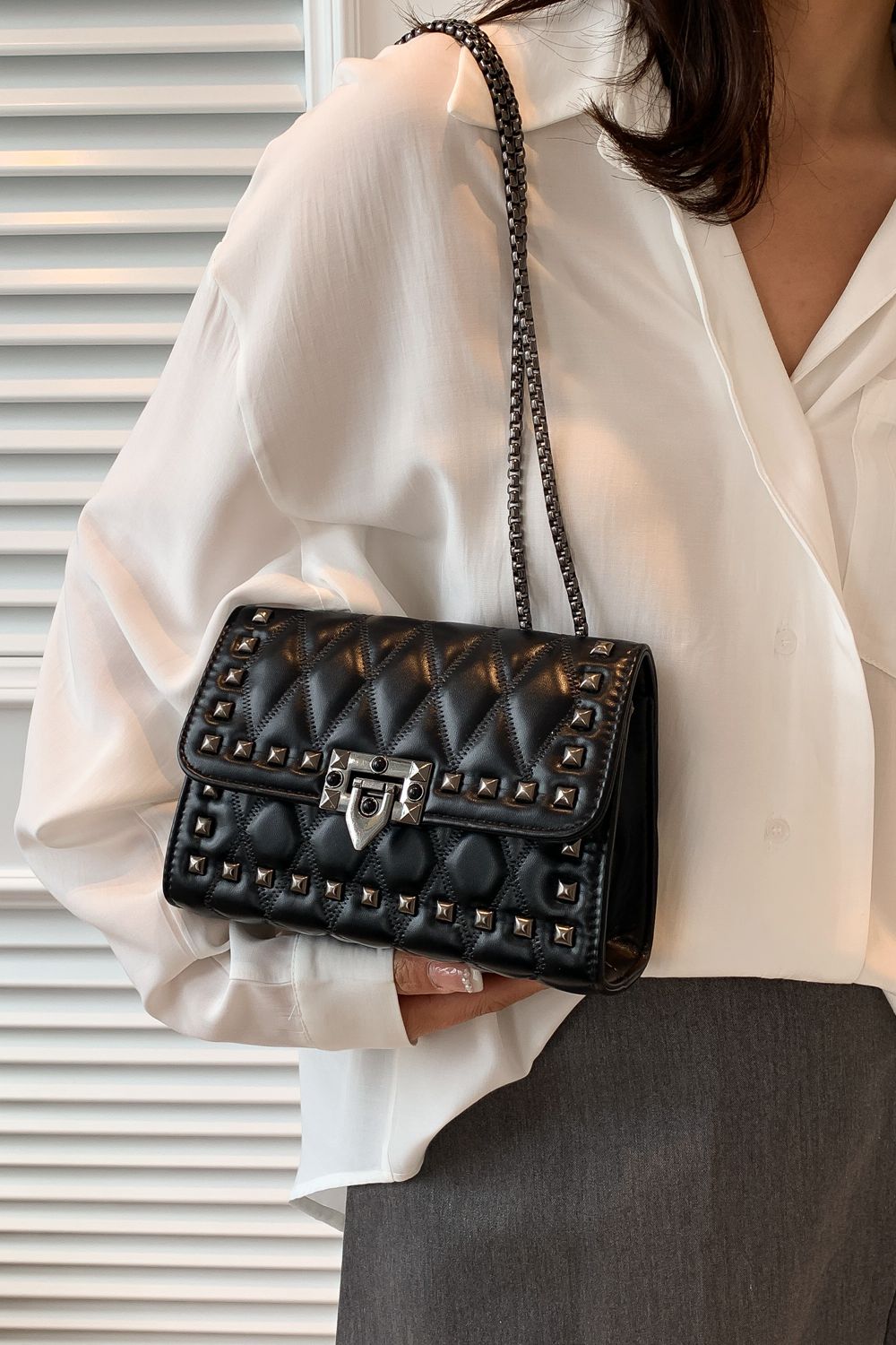 Studded PU Leather Crossbody Bag Trendsi