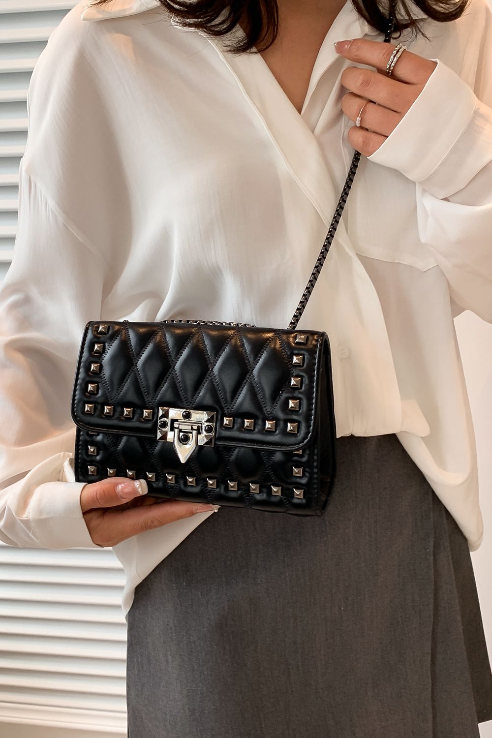 Studded PU Leather Crossbody Bag Trendsi