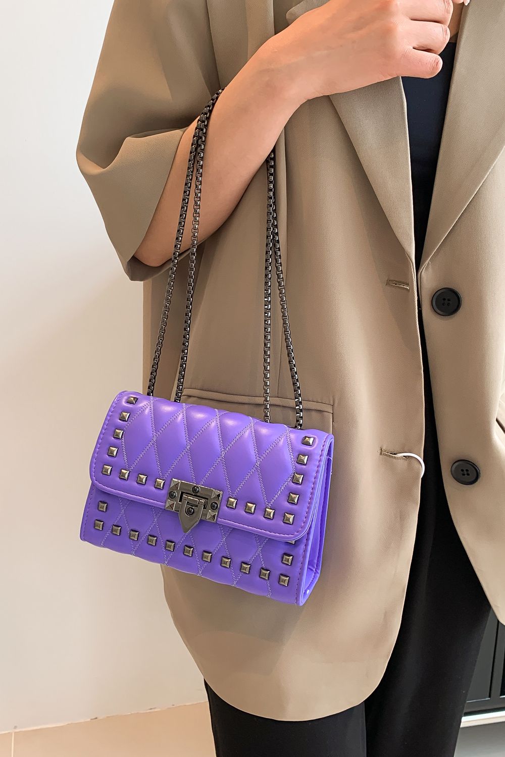 Studded PU Leather Crossbody Bag Trendsi